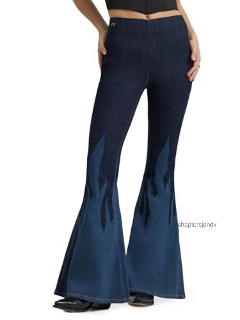 Wrangler Pull On Bell Bottom Jeans High Rise Flared Denim